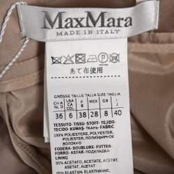 Pre Owned Max Mara Beige Sateen Pleated Pergola Pants S