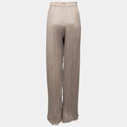 Pre Owned Max Mara Beige Sateen Pleated Pergola Pants S