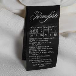 Pre Owned Max Mara Cream Silk-Crepe Belted Cariddi Top S