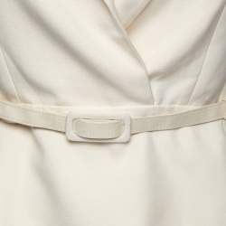 Pre Owned Max Mara Cream Silk-Crepe Belted Cariddi Top S
