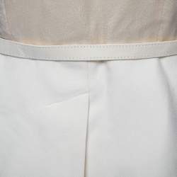 Pre Owned Max Mara Cream Silk-Crepe Belted Cariddi Top S