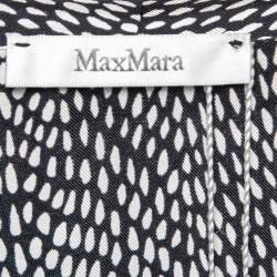 Pre Owned Max Mara Navy Blue Printed Silk & Knit Ponera Midi Dress L