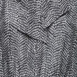 Pre Owned Max Mara Navy Blue Printed Silk & Knit Ponera Midi Dress L