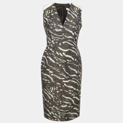 Max Mara Green Textured Cotton & Linen Sheath Dress M
