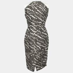 Max Mara Green Textured Cotton & Linen Sheath Dress M