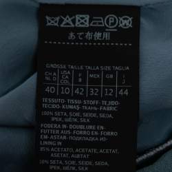 Pre Owned Max Mara Blue Silk Wrap Effect Long Sleeve Blouse M