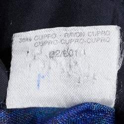 Pre Owned Max Mara Vintage Blue & Green Floral Print Linen Coat M