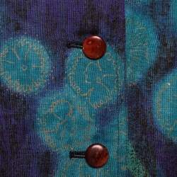 Pre Owned Max Mara Vintage Blue & Green Floral Print Linen Coat M