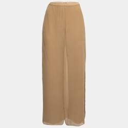 Max Mara Beige Knit & Silk Overlay Trousers M