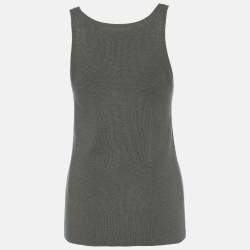 Pre Owned Max Mara Military Green Wool Cashmere Tank Top M