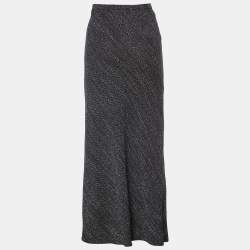Max Mara Black Textured Wool Maxi Skirt M