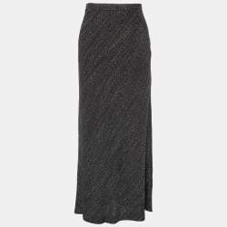 Max Mara Black Textured Wool Maxi Skirt M