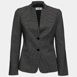Pre Owned Max Mara Black Patterned Jacquard Single-Breasted Blazer S