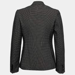 Pre Owned Max Mara Black Patterned Jacquard Single-Breasted Blazer S