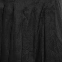 Pre Owned Max Mara Black Linen Pleated Wrap Skirt M