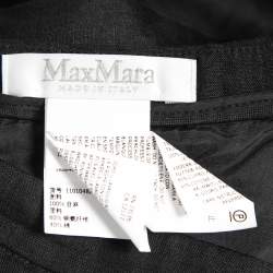 Pre Owned Max Mara Black Linen Pleated Wrap Skirt M
