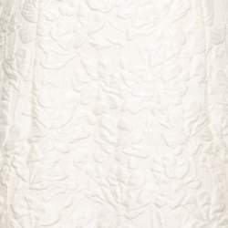 Pre Owned Max Mara Cream Floral Embossed Jacquard Gown M