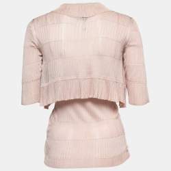 Pre Owned Max Mara Light Pink Stretch-Knit Top & Shrug Set M