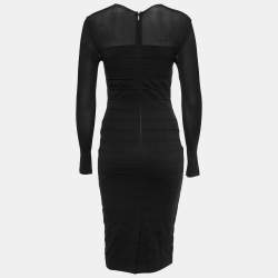 Pre Owned Max Mara Black Stretch Knit Long Sleeve Bodycon Dress S