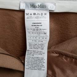 Pre Owned Max Mara Tan Brown Fleece Wool Slim Leg Trousers S