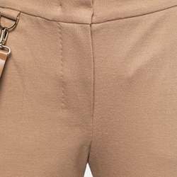 Pre Owned Max Mara Tan Brown Fleece Wool Slim Leg Trousers S