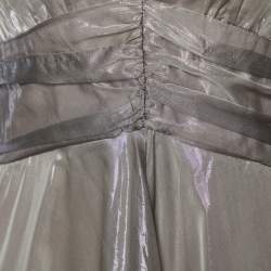 Pre Owned Max Mara Brown Lurex Silk Sleeveless Midi Dress L