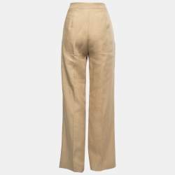 Pre Owned Max Mara Beige Linen Trousers M