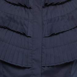 Max Mara Dark Blue Stretch Cotton Pleated Shirt XS
