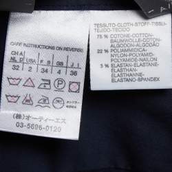 Max Mara Dark Blue Stretch Cotton Pleated Shirt XS