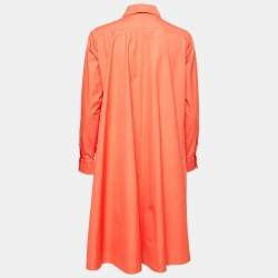 Max Mara Orange Cotton Poplin Shirt Dress M