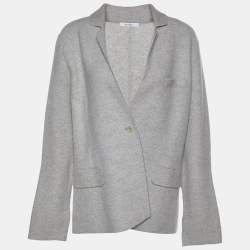 Max Mara Grey Cashmere Knit Button Front Cardigan L