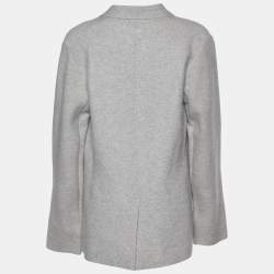 Max Mara Grey Cashmere Knit Button Front Cardigan L