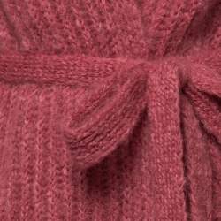 Pre Owned Max Mara Pink Mohair Belted Hooded Cardigan XS