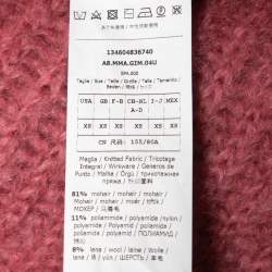 Pre Owned Max Mara Pink Mohair Belted Hooded Cardigan XS