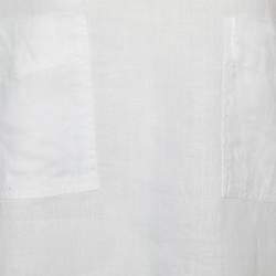 Pre Owned Max Mara White Linen Pocket Detail Top M