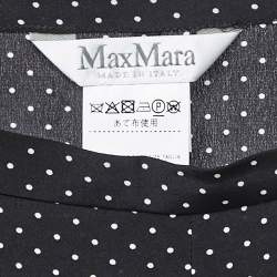 Max Mara Black Polka Dot Printed Silk Midi Skirt XS