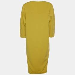 Pre Owned Max Mara Mustard Yellow Textured Cotton Shift Dress M