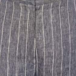 Pre Owned Max Mara Blue Striped Linen Wide Leg Trousers S