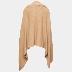 Max Mara Dark Beige Knit Wrap Dover Poncho One Size 