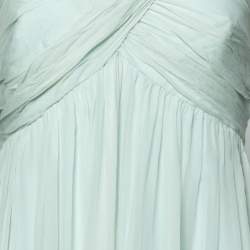 مملوكة مسبقًا Max Mara Powder Blue Draped Silk Chiffon Strapless Dress M
