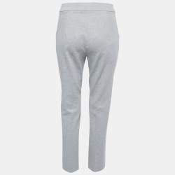 Pre Owned Max Mara Grey Jersey Knit Tailored Trousers M