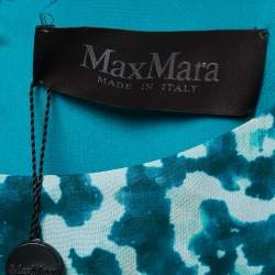 Pre Owned Max Mara Teal Blue Abstract Printed Chiffon Sleeveless Maxi Dress M