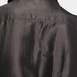 Pre Owned Max Mara Dark Brown Silk Belted Shirt Dress S