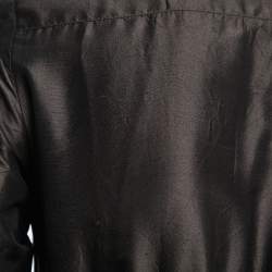 Pre Owned Max Mara Dark Brown Silk Belted Shirt Dress S