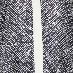 Pre Owned Max Mara Monochrome Knit & Silk Paneled Top & Cardigan Set L