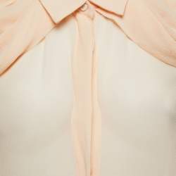 Max Mara Light Orange Silk Cape Detailed Button Front Blouse M