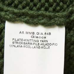 Pre Owned Max Mara Olive Green Wool Crochet Knit Crop Cardigan L