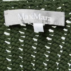 Pre Owned Max Mara Olive Green Wool Crochet Knit Crop Cardigan L