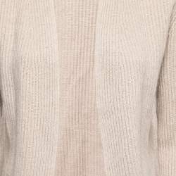 Max Mara Beige Cotton & Cashmere Open Front Knit Cardigan M