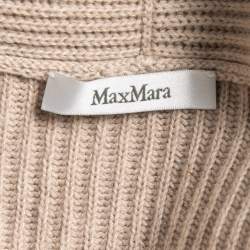Max Mara Beige Cotton & Cashmere Open Front Knit Cardigan M